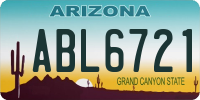 AZ license plate ABL6721