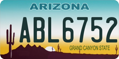 AZ license plate ABL6752