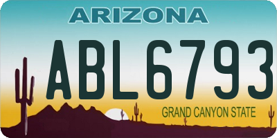 AZ license plate ABL6793
