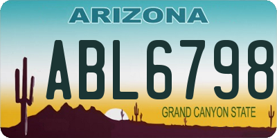 AZ license plate ABL6798