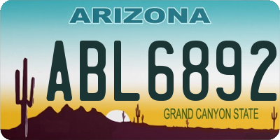 AZ license plate ABL6892