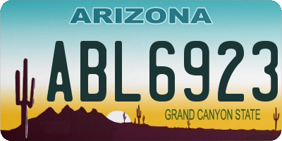 AZ license plate ABL6923