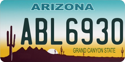 AZ license plate ABL6930