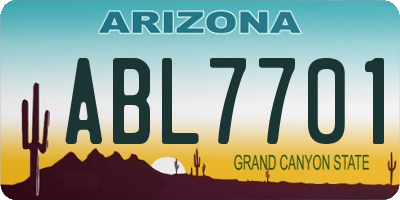 AZ license plate ABL7701