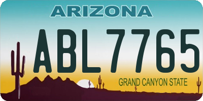 AZ license plate ABL7765