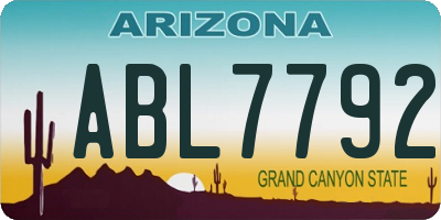 AZ license plate ABL7792