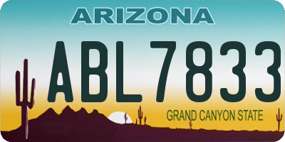 AZ license plate ABL7833