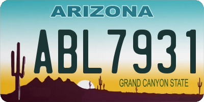 AZ license plate ABL7931