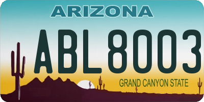 AZ license plate ABL8003
