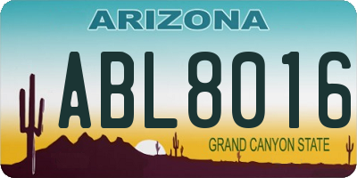 AZ license plate ABL8016
