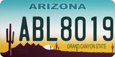 AZ license plate ABL8019