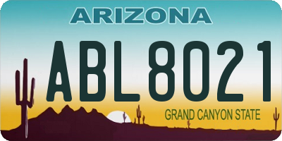 AZ license plate ABL8021