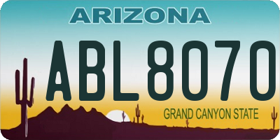 AZ license plate ABL8070