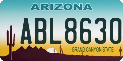 AZ license plate ABL8630