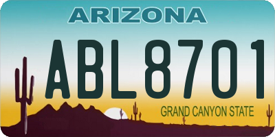 AZ license plate ABL8701