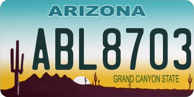 AZ license plate ABL8703