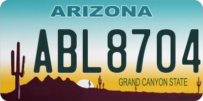 AZ license plate ABL8704