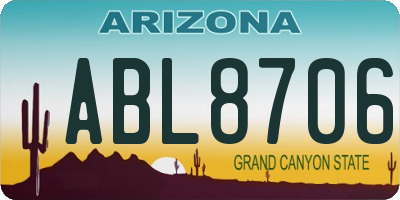 AZ license plate ABL8706
