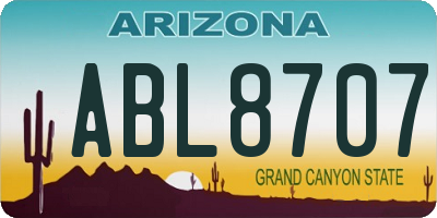 AZ license plate ABL8707