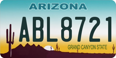 AZ license plate ABL8721