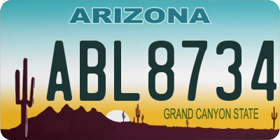 AZ license plate ABL8734