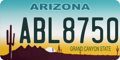 AZ license plate ABL8750