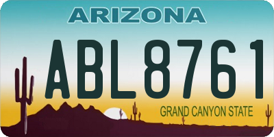AZ license plate ABL8761