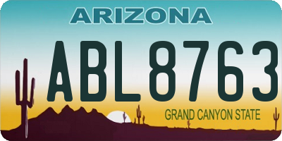 AZ license plate ABL8763