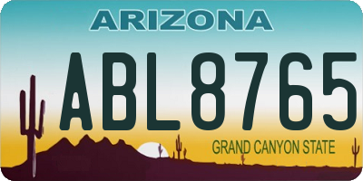 AZ license plate ABL8765