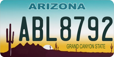 AZ license plate ABL8792