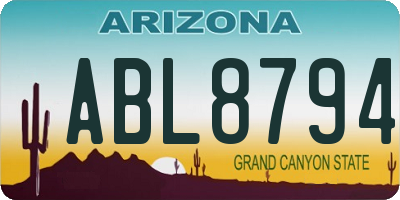 AZ license plate ABL8794