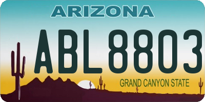 AZ license plate ABL8803