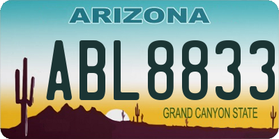 AZ license plate ABL8833