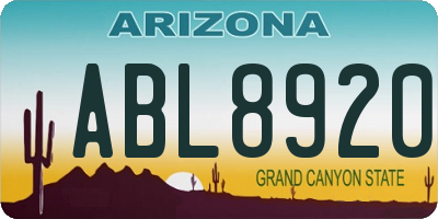 AZ license plate ABL8920