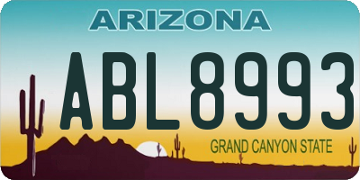 AZ license plate ABL8993