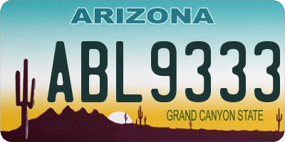 AZ license plate ABL9333