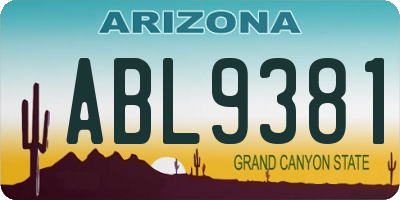 AZ license plate ABL9381
