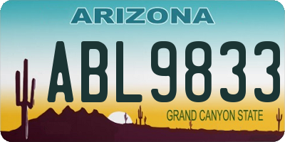 AZ license plate ABL9833