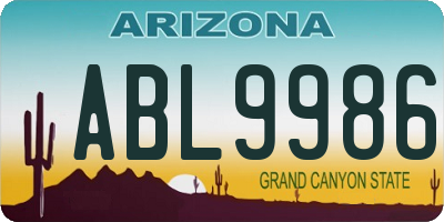 AZ license plate ABL9986