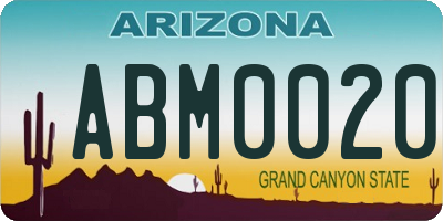 AZ license plate ABM0020