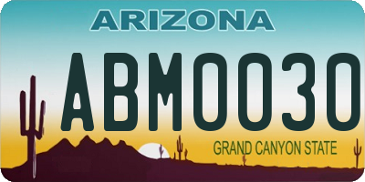 AZ license plate ABM0030