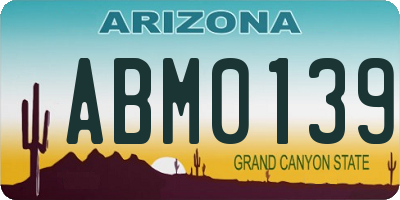 AZ license plate ABM0139