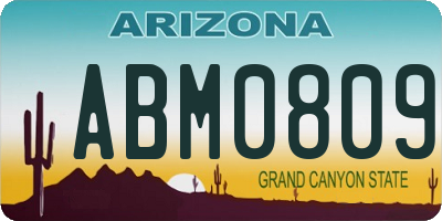 AZ license plate ABM0809