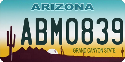 AZ license plate ABM0839