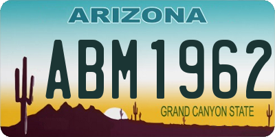 AZ license plate ABM1962