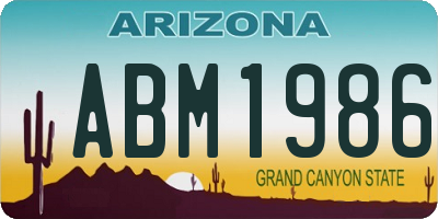 AZ license plate ABM1986