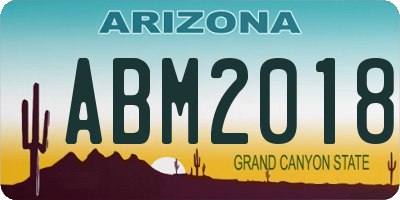 AZ license plate ABM2018