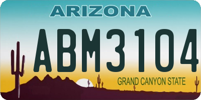 AZ license plate ABM3104