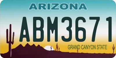 AZ license plate ABM3671