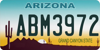 AZ license plate ABM3972